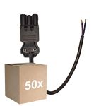 Flerpack 50x Noxion GST - Kompatibel Strömkabel Svart - Manlig + Öppna ändar - 0,3m - 2 pole 0,75mm2