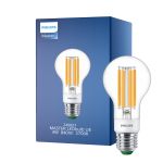 Philips MASTER LED Lampa Ultra Efficient E27 Päron Klar 4W 840lm - 827 Extra Varm Vit | Dimbar - Ersättare 60W