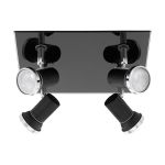 Eglo Taklampa Tamara 1 Stål Svart Krom 4x2.8W 4x250lm - 830 Varm Vit | IP44 - Inkl. 4x GU10