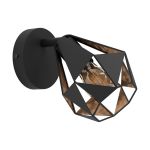 Eglo Vägglampa Carlton 7 Stål Svart Koppar | IP20 - Passande för 1x E27