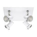 Eglo Taklampa Tamara 1 Stål Vit Krom 4x2.8W 4x250lm - 830 Varm Vit | IP44 - Inkl. 4x GU10