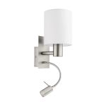 Eglo Vägglampa Pasteri Stål Satin Nickel 40 | IP20 - Inkl. Spot och Exkl. 1x E27