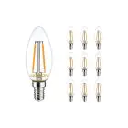 Flerpack 10x Noxion Lucent LED E14 Kronljus Filament Klar 2.5W 250lm - 827 Extra Varm Vit | Dimbar - Ersättare 25W