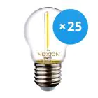 Flerpack 25x Noxion Lucent LED E27 boll Filament Klar 1.4W 136LM - 827 Extra Varm Vit | Ersättare 15W