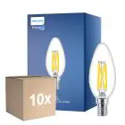 Flerpack 10x Philips MASTER LED E14 Kronljus Filament Klar 3.4W 470lm - 922-927 Dim To Warm | Bästa Färgåtergivning - Dimbar - Ersättare 40W