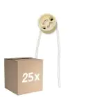 Flerpack 25x Universal GU10 Sockel - Universele GU10 Fitting - Vit 0.1m - 2 pole 0.5mm2 (För Noxion)