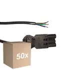Flerpack 50x Noxion GST - Kompatibel Strömkabel Svart - Manlig + Öppna ändar - 2m - 3 pole 0,75mm2